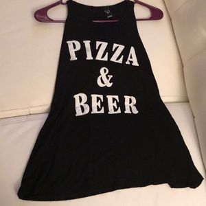 Pizza and beer cut off tank top